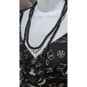 Heavy Black Beaded Opera Necklace